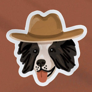 Cowboy Border Collie Sticker