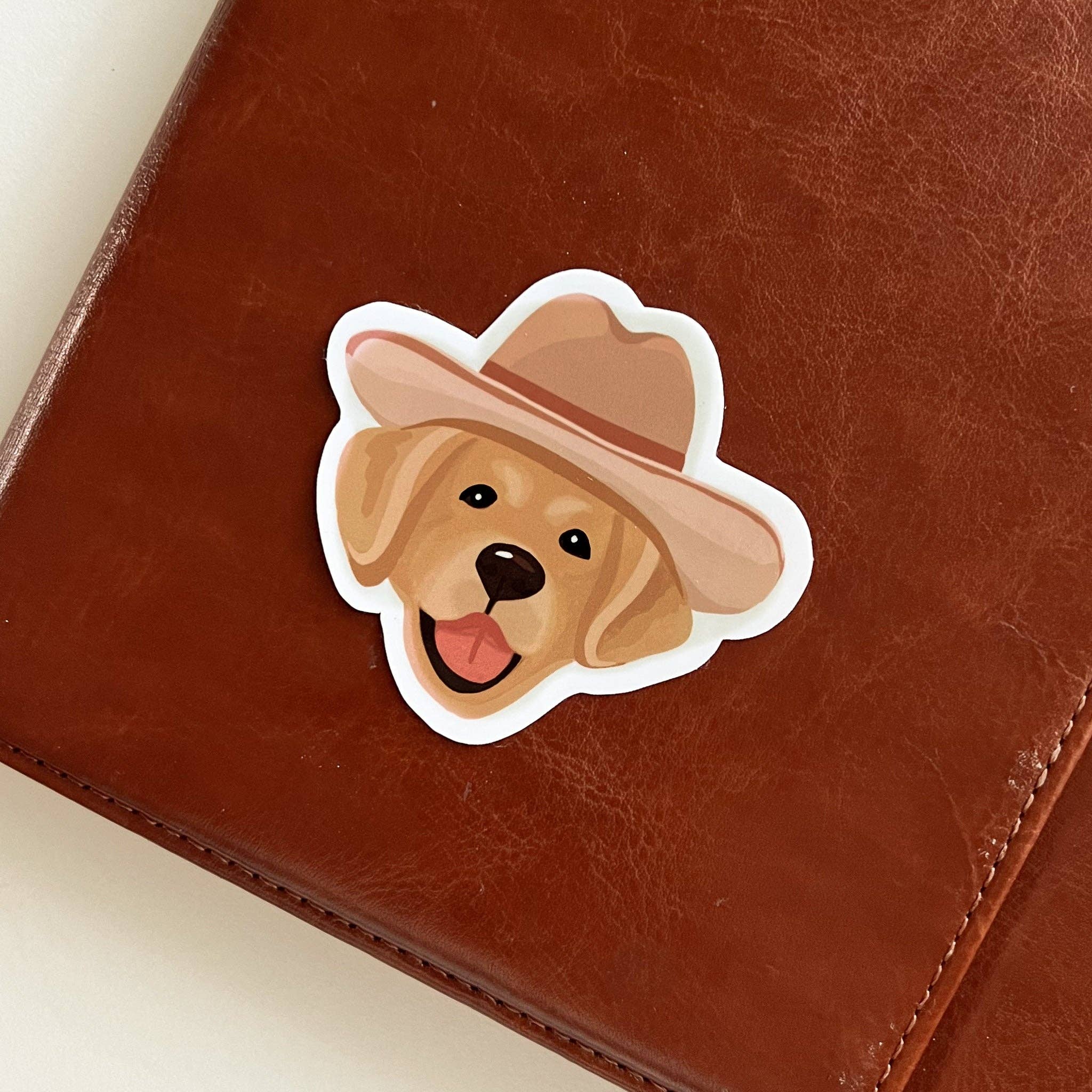 Cowboy Golden Retriever Sticker