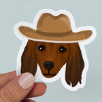 Load image into Gallery viewer, Cowboy Long-Haired Dachshund Sticker
