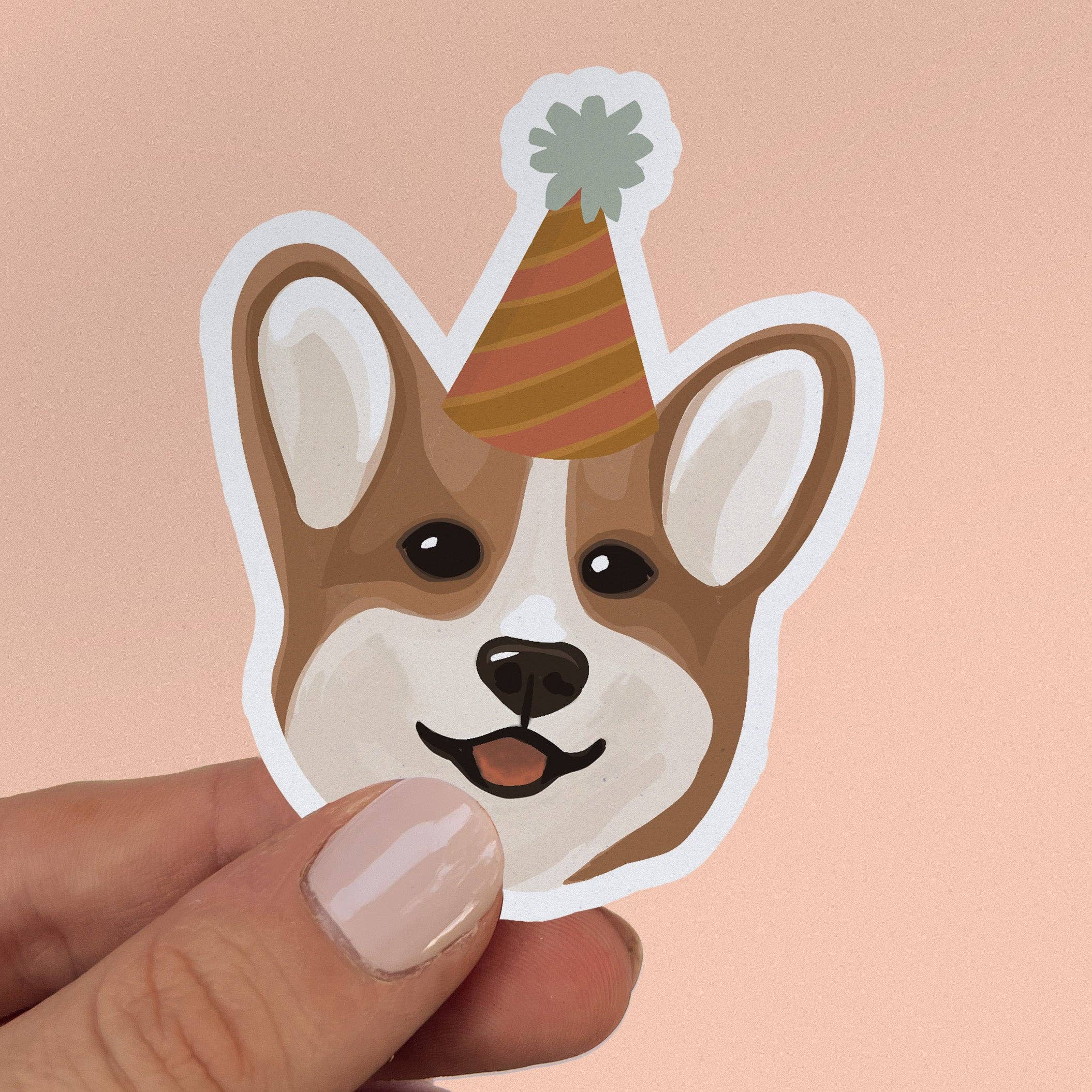 Corgi Party Hat Sticker