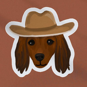 Cowboy Long-Haired Dachshund Sticker